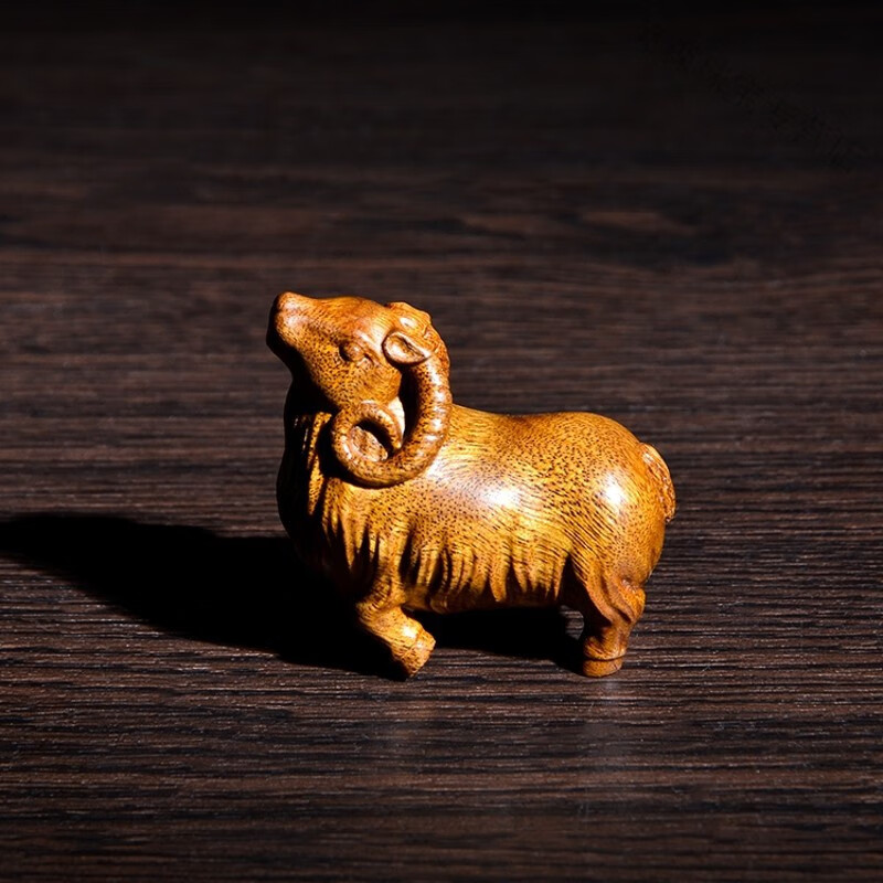 snqp金丝楠木 小山羊 摆件 家居玄关饰品 小叶桢楠木雕手把件 礼品 品