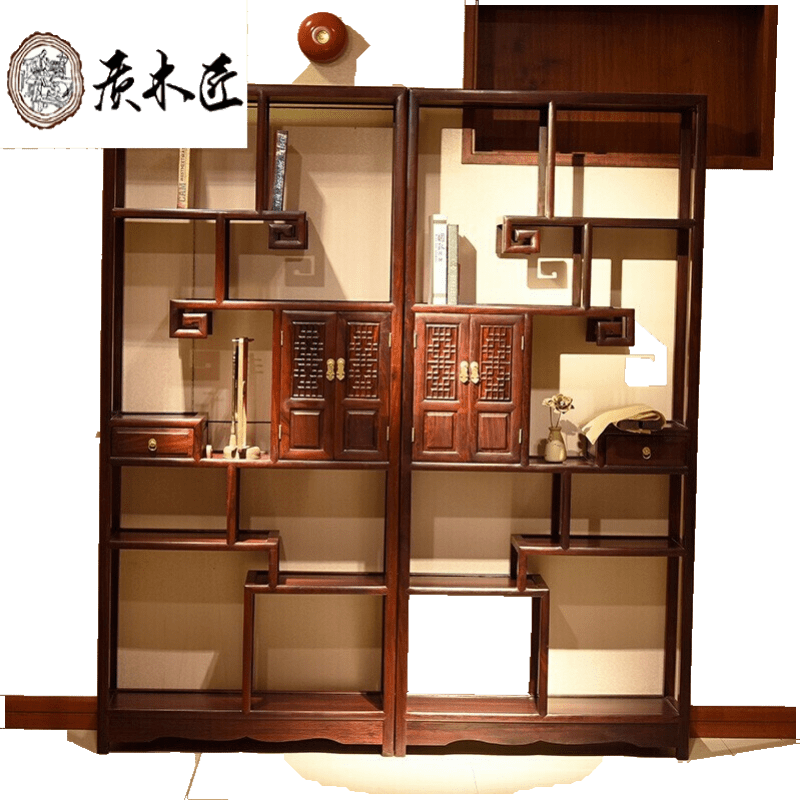质木匠 非国标红木东非酸枝(学名:古夷苏木)博古架客厅书房书架多宝阁架子实木家具置物架 单个博古架