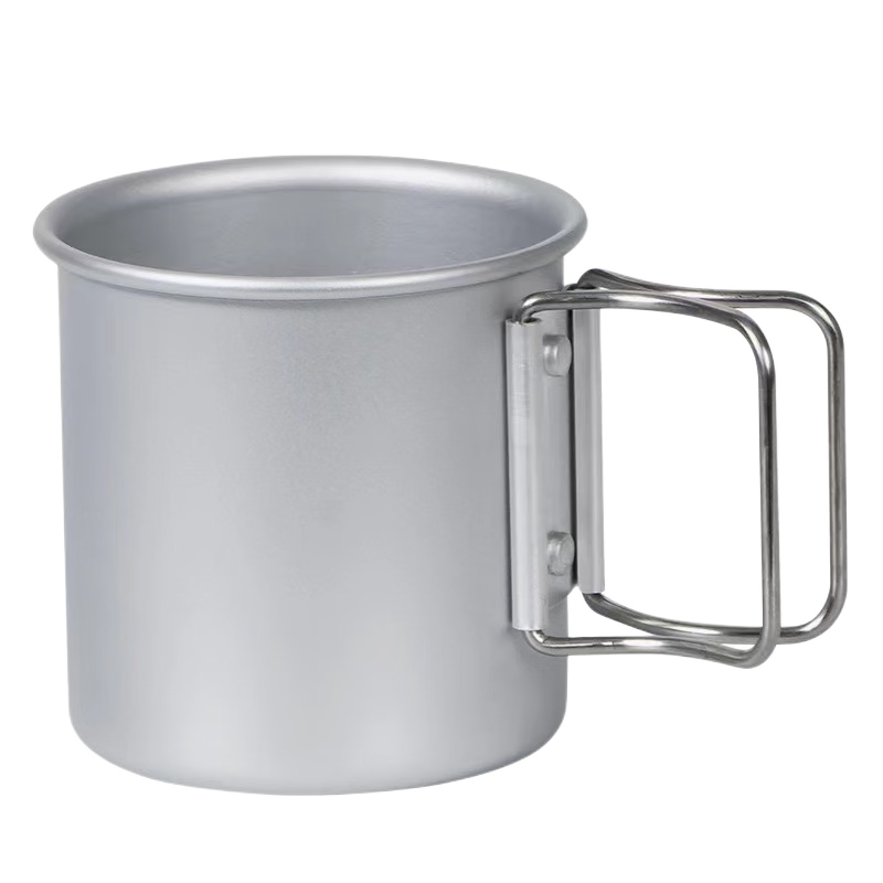 驴小贝 户外野餐露营折叠水杯便携式超轻铝合金茶杯咖啡杯漱口杯可装沸水 银色（300ml）