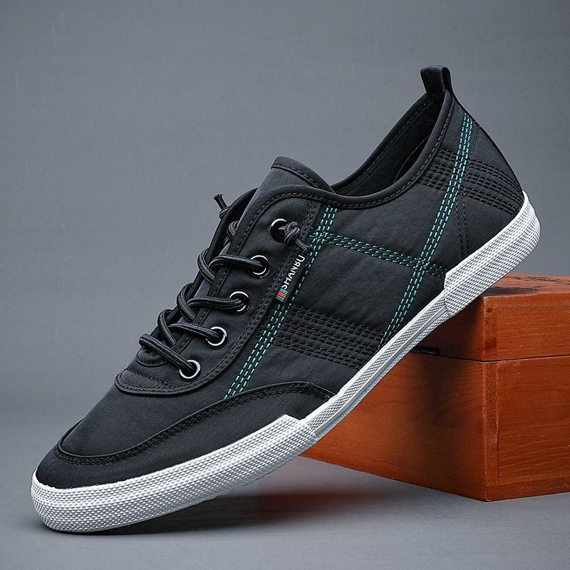 百丽踏夏季新款帆布鞋男韩版百搭休闲鞋青年系带冰丝布透气布鞋小白鞋