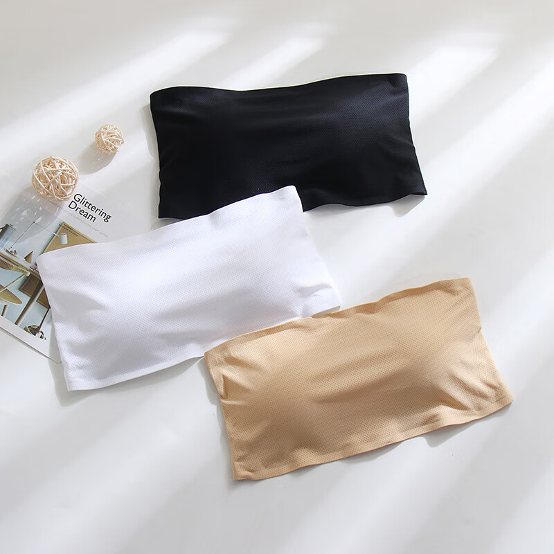 try无痕一字围性感美背抹胸夏薄款冰丝透气内衣女运动防走光韩版裹胸