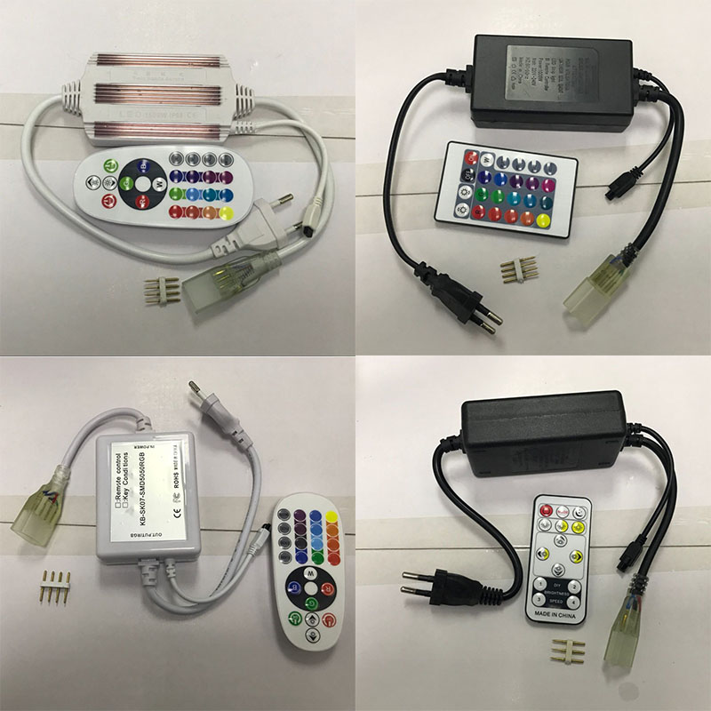 控制器rgb灯带变色遥控器led二三四线接头七彩跑马灯带插头 四线针距