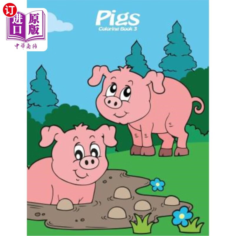 海外直订pigs coloring book 3 猪图画书3