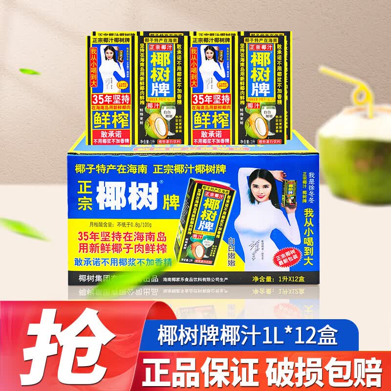 椰树牌椰子汁1.25L/1L饮料正宗椰奶植物蛋白饮料海南特产整箱 椰汁 1L*12盒