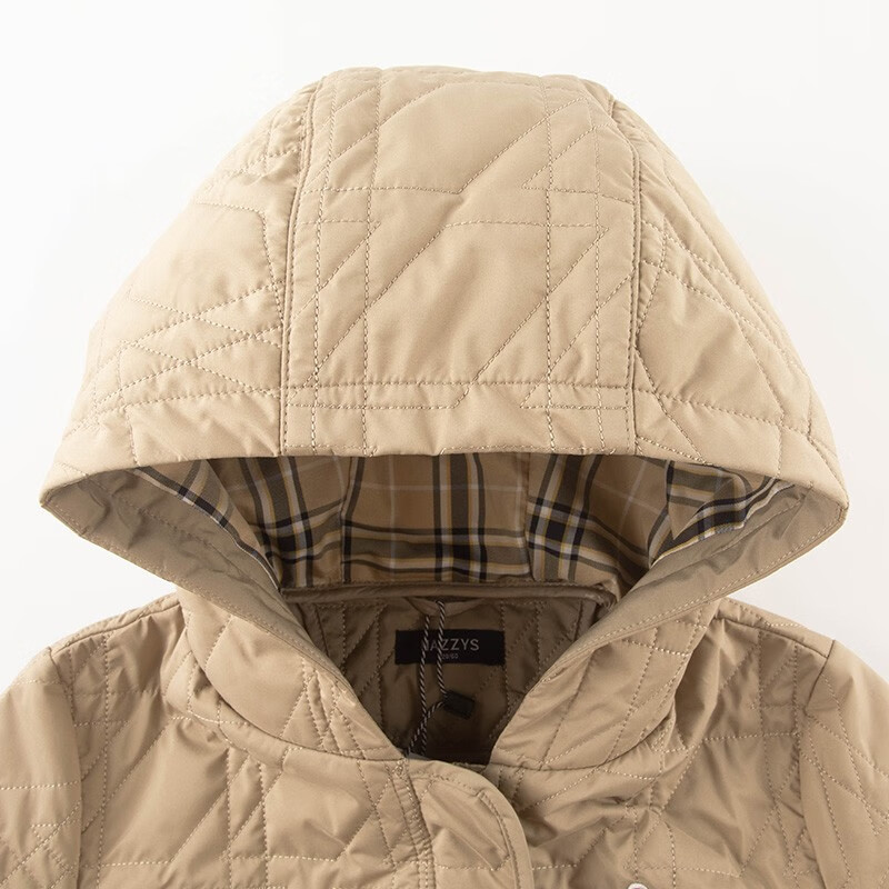 哈吉斯(HAZZYS)品牌童装男女童棉服冬新品舒适柔软防风透湿弹力连帽棉服 奶油色 155