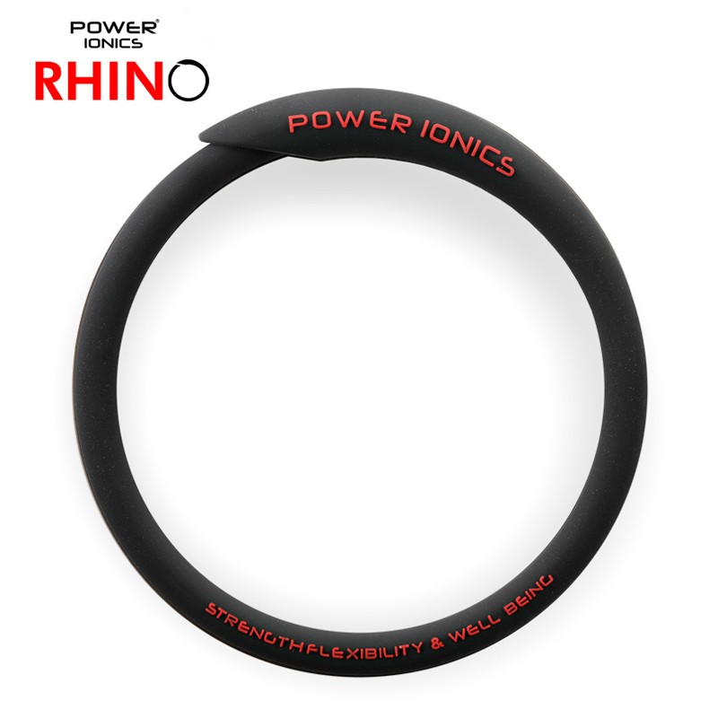 power ionics潮牌RHINO犀牛男女情侣负离子能量手环时尚防水运动手镯饰品礼物 黑色 大码(内圈周长19厘米)
