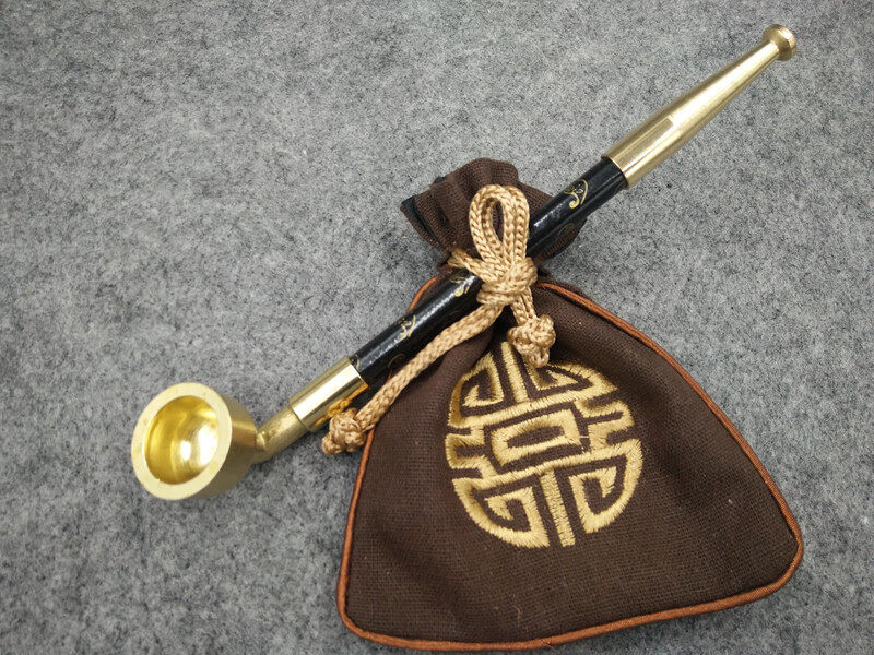美恋老式旱烟袋锅 传统烟袋锅旱烟袋 手工旱烟杆 黄铜烟锅子过滤嘴小