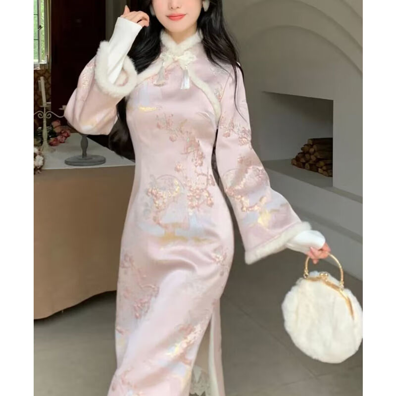 弥姬新中式冬装民国小洋装出阁宴旗袍新款伴娘服在逃公主风晚礼服