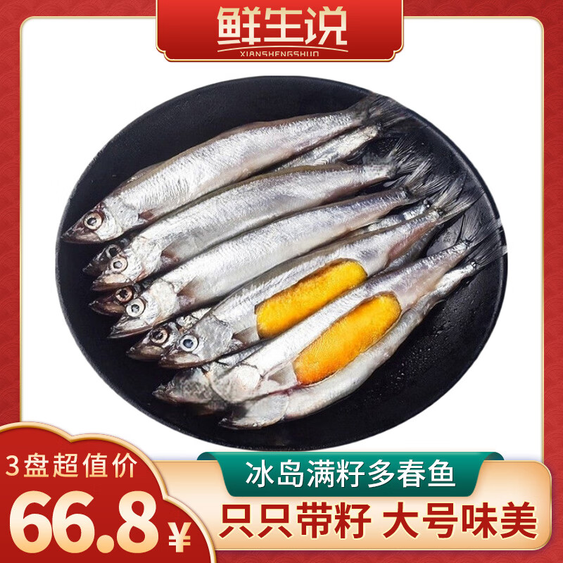 鲜生说(xianshengshuo) 鲜生说 海山冰岛多春鱼满籽海鱼煎炸烧烤食材