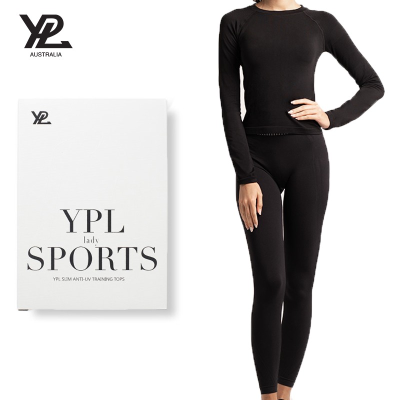 YPL  澳洲光速打底衣纤体立体美胸透气排湿跑步健身上衣塑身美体瑜伽服黑色