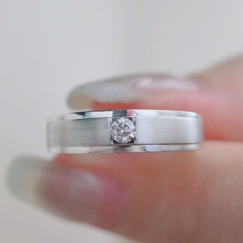 俪萌珠宝(limengjeweliy)白18k金5分男钻戒钻石男戒指环订求结婚 情侣