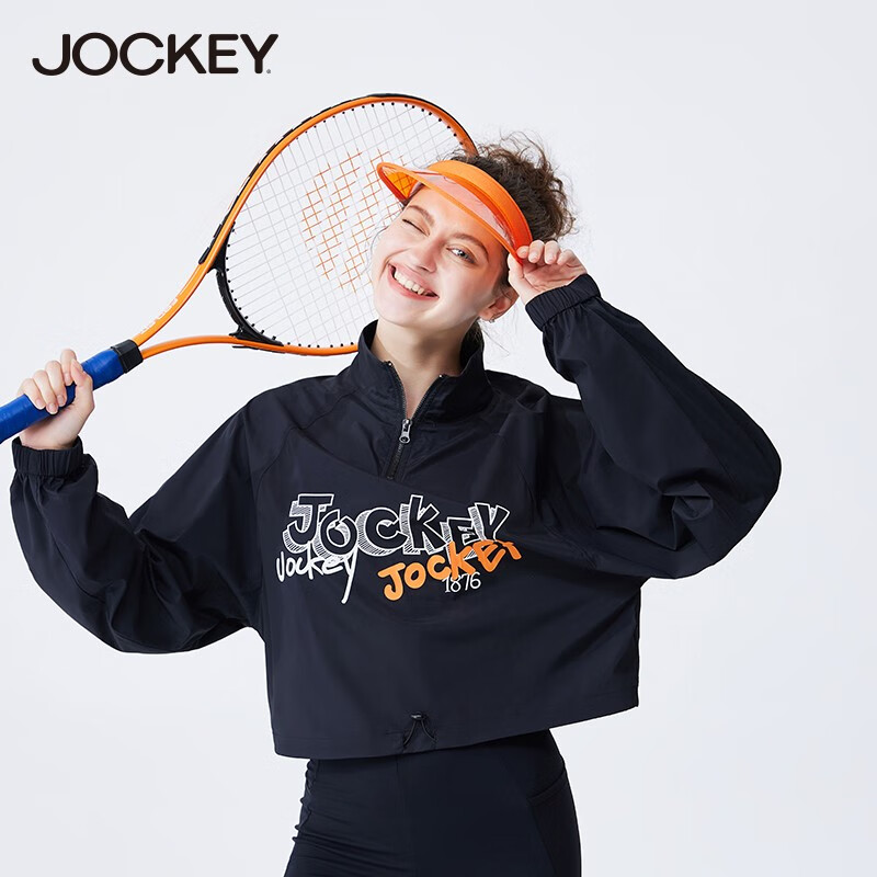 jockey女士轻薄外套时尚印花休闲百搭套头女装亲肤透气简约运动上衣