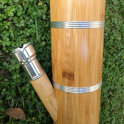 婕茵桐竹筒水烟天然竹子水烟筒金竹云南水烟筒水烟桶大号 银色款