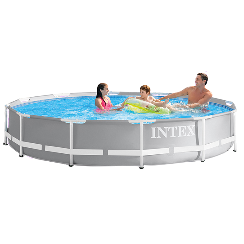 INTEX 新26720圆形管架水池组 游泳池家庭泳池戏水池可移动折叠别墅养鱼池427*107CM含过滤泵