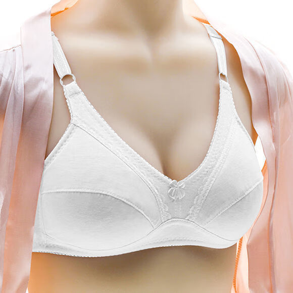 木之源文胸薄款无海绵无钢圈上托内衣中老年胸罩双排扣小胸 白色 80b