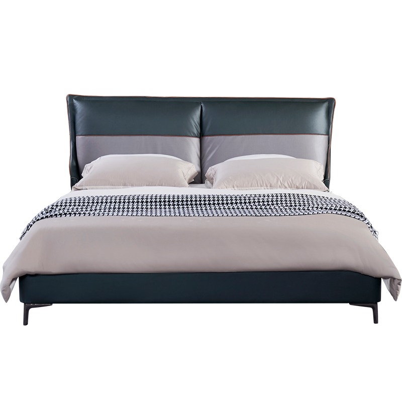 晚安免洗科技布床1.8米现代简约轻奢ins风主卧双人床头软包靠背网红布艺床婚床WA8031 床 1800*2000