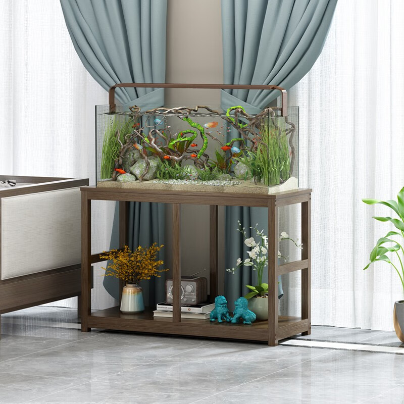 鱼缸架子客厅落地式鱼缸置物架植物摆放架实木阳台植物架多层花架