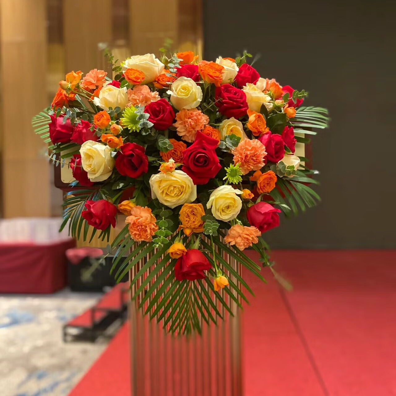 会议用会精品讲台花桌花同城鲜花速递全国花店送花上门2小时达 红粉色