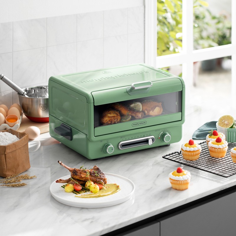 176505/摩飞电器（Morphyrichards）小魔箱电烤箱家用小型烘焙煎烤一体多功能锅台式烧烤机蛋糕烤箱 MR8800清新绿