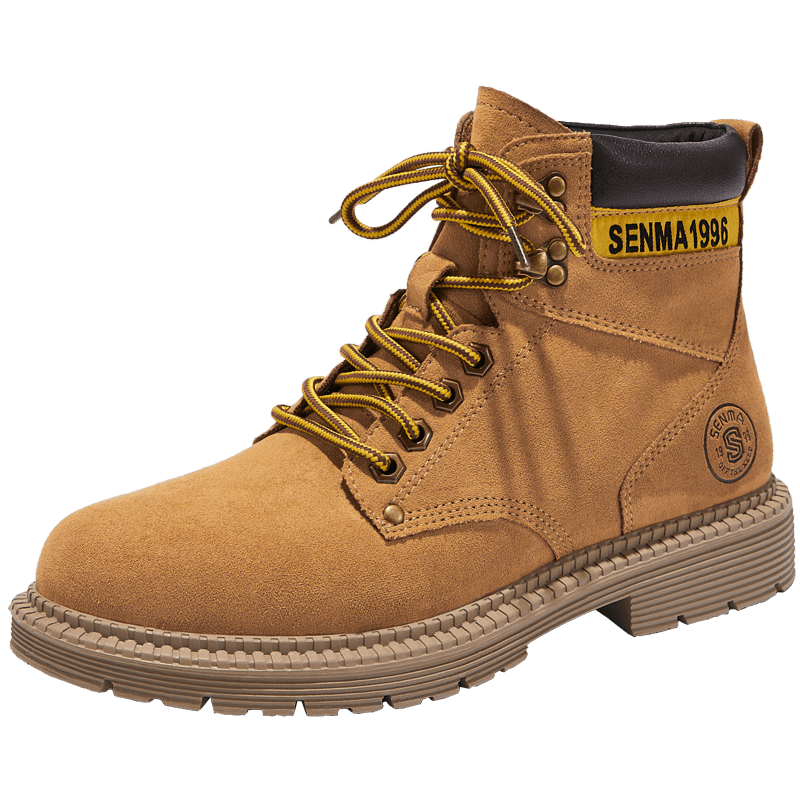 森馬（Senma）踢不爛大黃靴男靴子加絨保暖2025秋冬新款馬丁靴男英倫風(fēng)工裝靴男 咖喱黃(四季款) 45