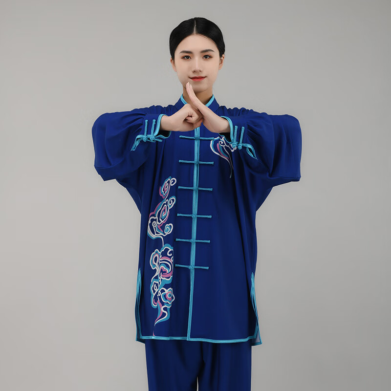 热奥春秋季太极服太极服 高弹麻太极服练功服 祥云款四面弹 s