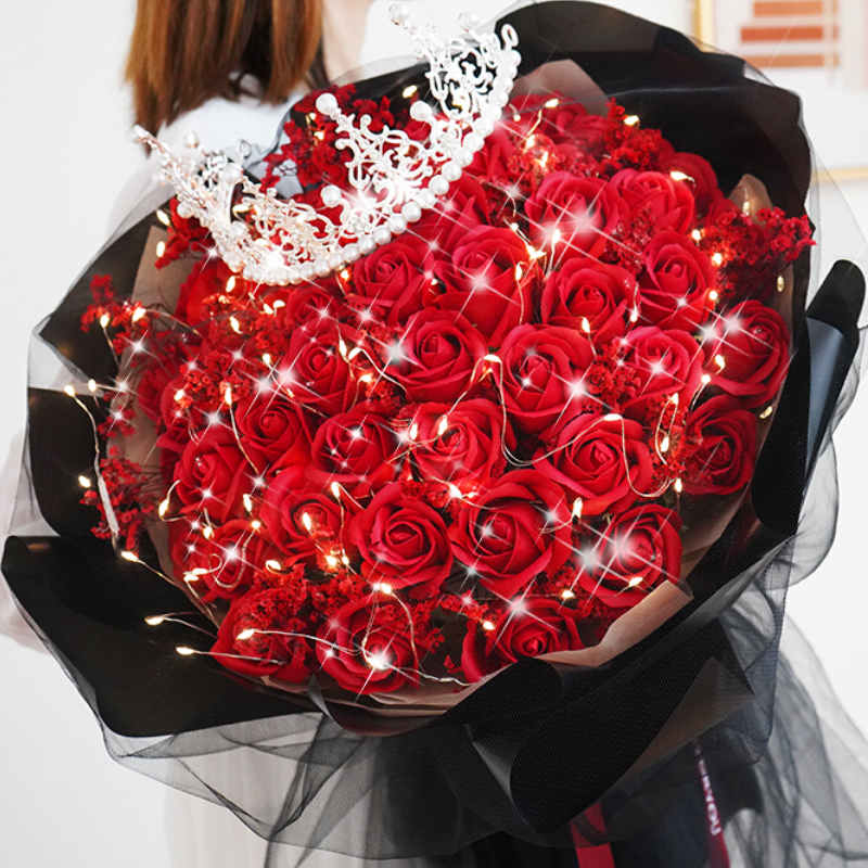 im hua hua玫瑰花礼盒永生香皂花束鲜同城配送情人节礼物花店速递