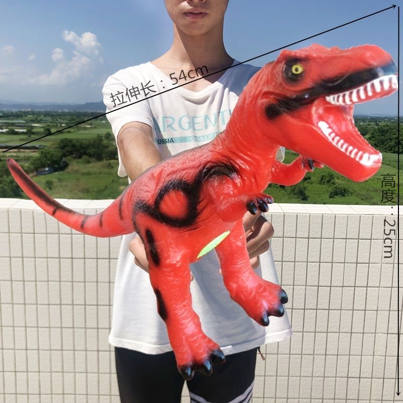仿真玩具软胶恐龙霸王龙仿真超大玩具模型侏罗纪世界发声发光儿童玩具礼物 大号红色霸王龙54厘米(发声)