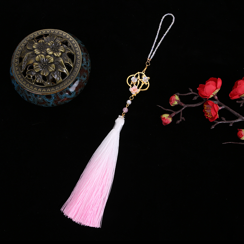 秋泽古风汉服流苏花朵旗袍压襟禁步成品腰佩明制腰间吊坠挂件配饰 冰