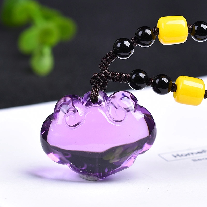 卫城紫水晶如意锁吊坠水晶项坠男女饰品项链挂件吉祥物1