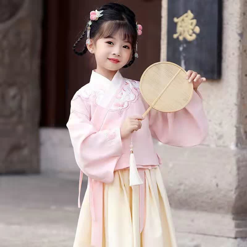 伊颜纯汉服女童明制儿童汉服女童古装超仙秋季新分体襦裙春秋明制古风