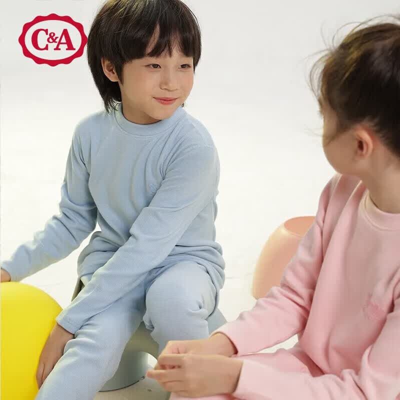 C＆A儿童保暖内衣套装宝宝长袖长裤蚕丝家居服套装男女童春秋两件套 天蓝蚕丝绒 110怎么样,好用不?