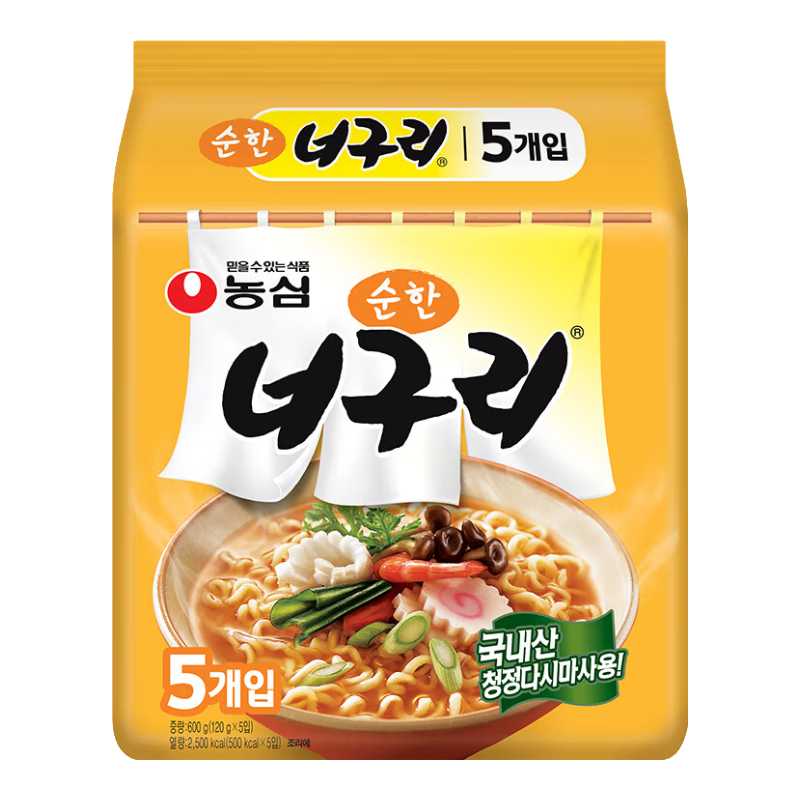 農(nóng)心韓國進口拌面烏冬面辣味烏龍面方便面泡面速食袋裝連包 進口原味烏龍面5連包