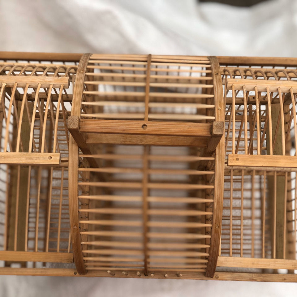 款关笼紫竹竹制自动防风鸟笼拍笼滚笼翻笼打笼踏笼竹制品手工笼 特大