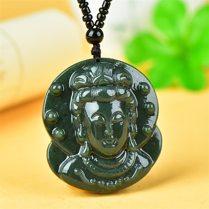 虎薇精致和田青玉观音头吊坠挂件男女款 送礼推荐