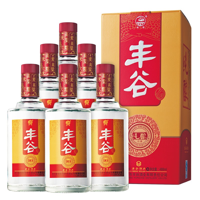 丰谷酒业 52度丰谷纯酿酒欢庆装 宴客送礼口粮用酒 高度白酒 整箱 488