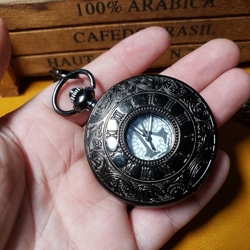刺客信条周边大号怀表复古经典个性男友生日礼物游戏电影的 刺客信条黑色 单表(收藏带电池)