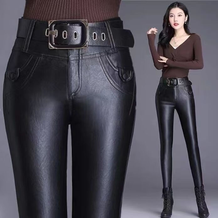 搭配裤子女百搭修身显瘦大码靴裤皮裤女高腰秋冬外穿皮紧身打底铅笔裤