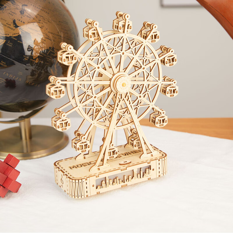 有格摩天轮八音盒DIY手工木制拼装3D立体拼插玩具送生日礼物女友七夕 其他音乐/详情页试听备注