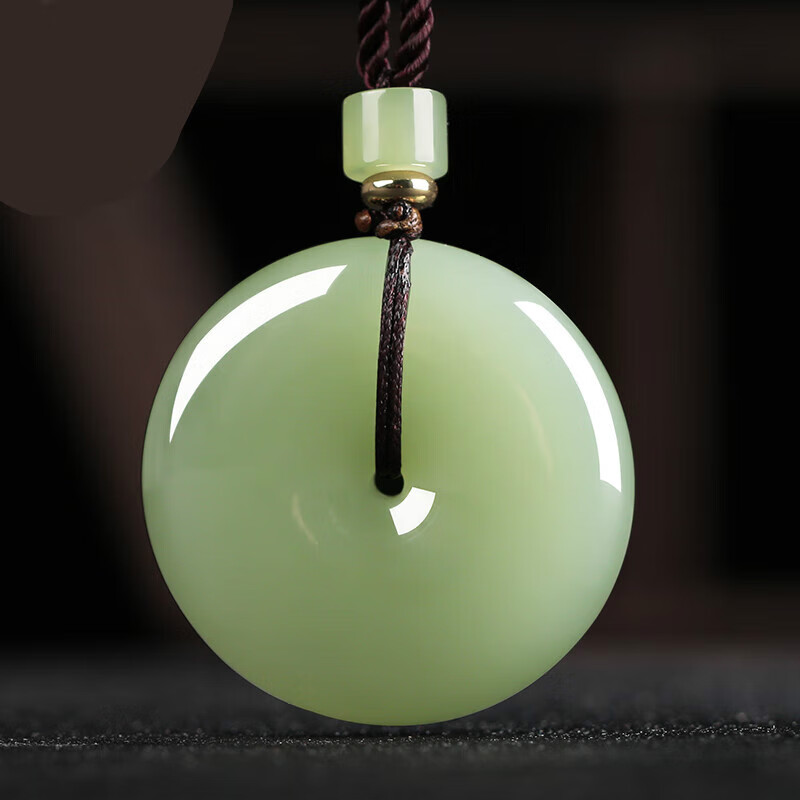 贵如玉天然和田玉青白玉平安扣吊坠男女鸭蛋青平安扣玉扣玉坠项链