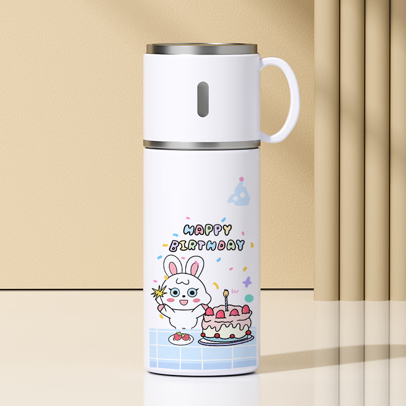 生日礼物保温杯定制照片水杯子刻字卡通送礼杯盖可喝水304不锈钢 盖可