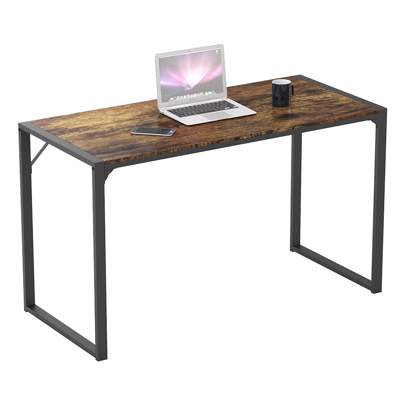 普派电脑桌中式学习书桌钢木书架板式双层带书架收纳办公家用桌子 G款1.5厚E1板材  转角桌129cm