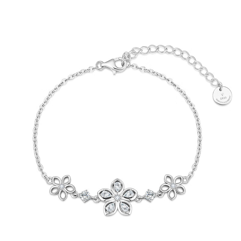 赤瑕宫勿忘我手链女简约百搭s银电镀饰品小众设计感 白金色 925银