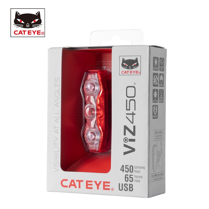 猫眼（CATEYE）VIZ高亮流明尾灯USB充电山地自行车灯骑行尾灯警示灯装备 VIZ450