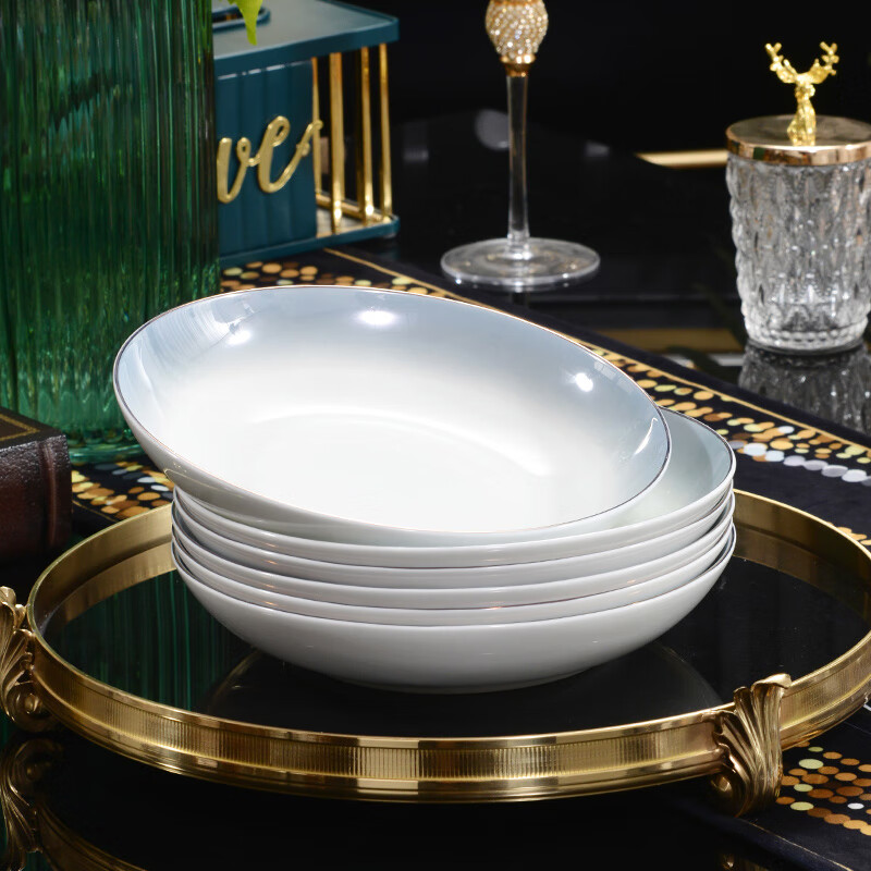 孟垣星空渐变34件套骨质瓷饭碗汤碗套装盘子碟子餐具套装MY-XKH34 星空渐变灰34件套礼盒套装