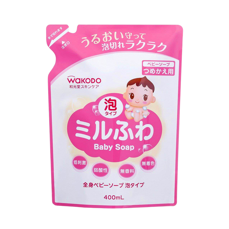 和光堂Wakodo婴儿沐浴露 儿童保湿光滑低刺激泡沫沐浴乳 替换装400ml