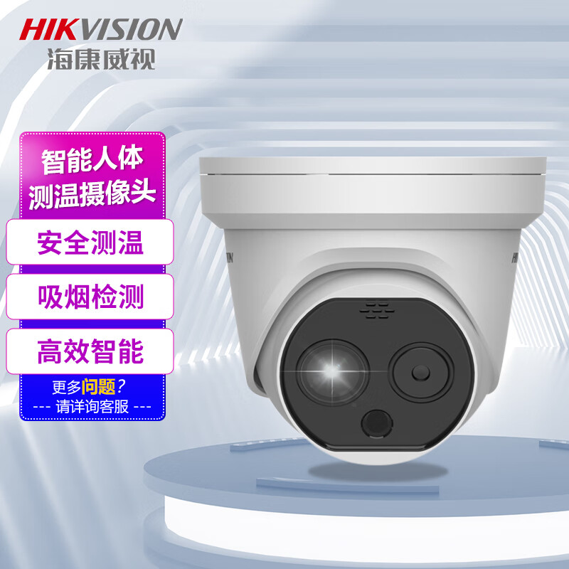 海康威视 半球监控摄像头 热成像高温物体吸烟火点检测 声光警戒报警