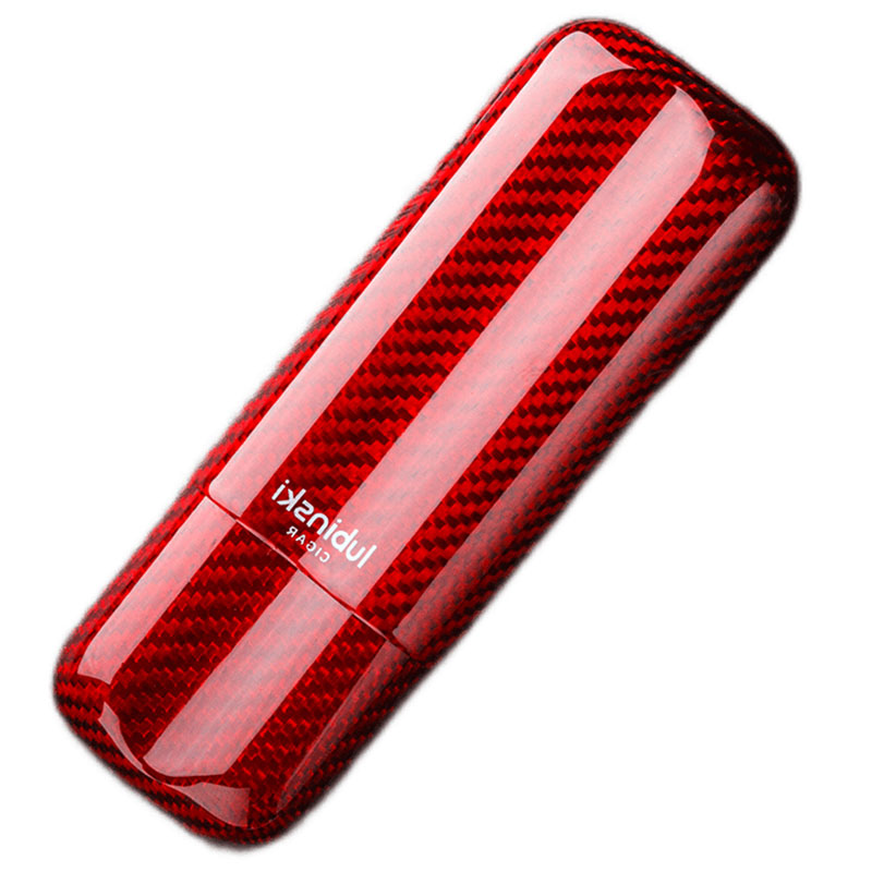 LUBINSKI 鲁宾斯基碳纤维便携3支装雪茄套保湿管筒烟盒 YJA-70001 2支款红