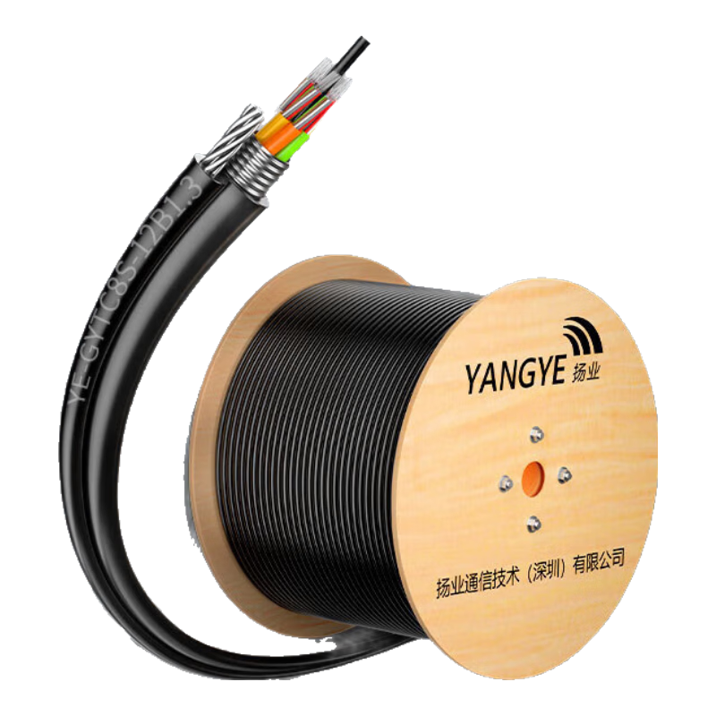 扬业 YE-GYTC8S-12B1.3 室外铠装8字型自承式层绞式12芯单模光缆 500米 户外架空/管道工程级光纤