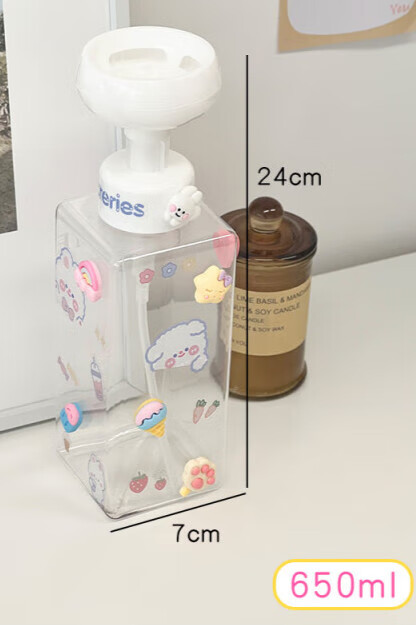 爱布童手动起泡瓶起泡器沐浴露打泡器可爱分装瓶学生女 透明650m.