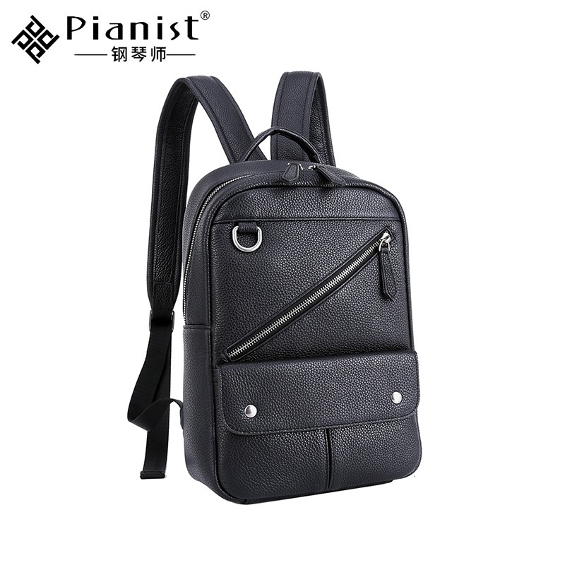 钢琴师男士双肩包真皮软皮轻便商务通勤头层牛皮小号皮质时尚小背包男